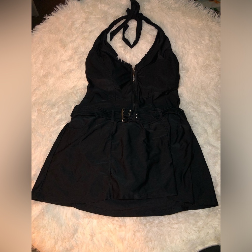 VENUS Black Halter Belted Swim Dress with size 10 - Picture 6 of 15